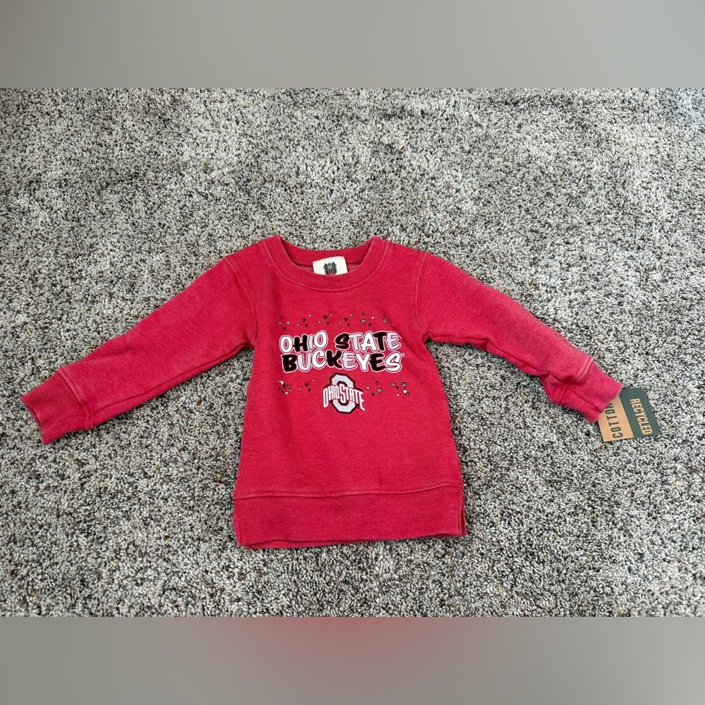 NWT Wes And Willy Toddler The Ohio State Buckeyes Red Heart Sweatshirt Size 18M